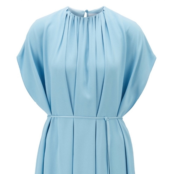 Kimono Sleeve Dress In Crepe/Satin trim - Lt.Blue Sold Out HUGO BOSS Size US 8 - Picture 7 of 14